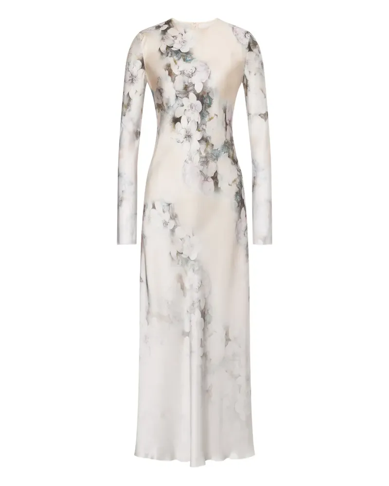Alberta Ferretti Kleid mit Blumen-Print - Weiß Weiß