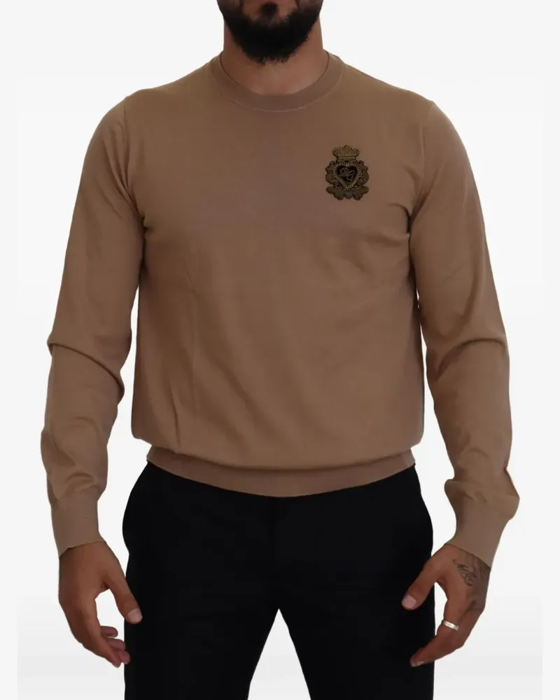 Dolce & Gabbana Pullover mit Logo-Patch - Braun Braun