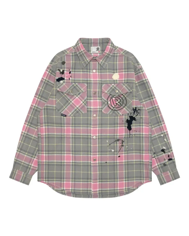 BAPE Hemd mit Karomuster - Rosa Rosa