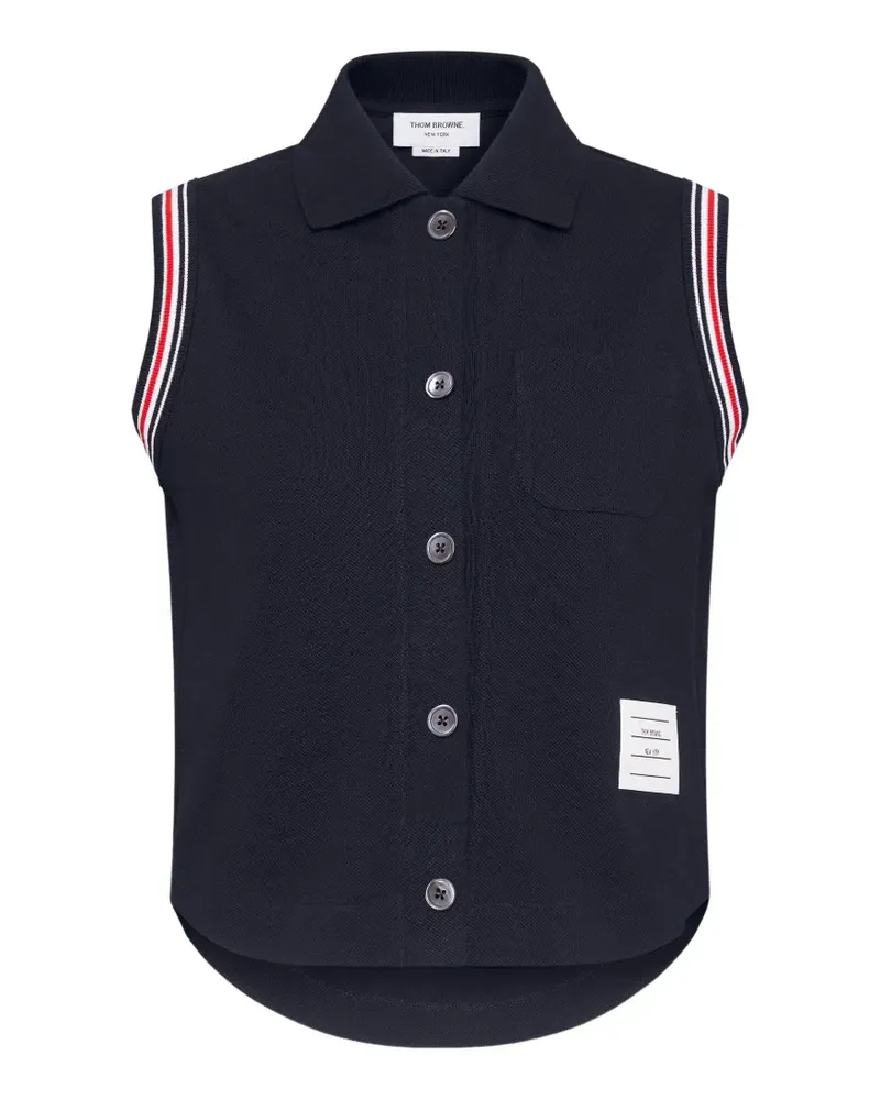 Thom Browne Ärmelloses Hemd mit Streifenbesatz - Blau Blau