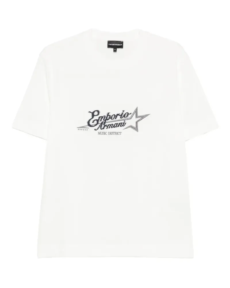 Emporio Armani T-Shirt mit Logo-Stickerei - Weiß Weiß