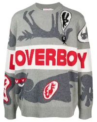 Charles Jeffrey Loverboy Intarsien-Pullover mit rundem Ausschnitt Grau