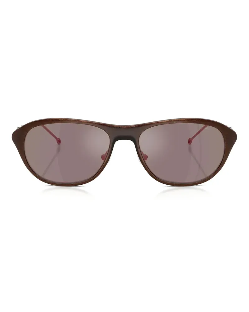 Diesel brushed-finish geometric-frame sunglasses - Braun Braun