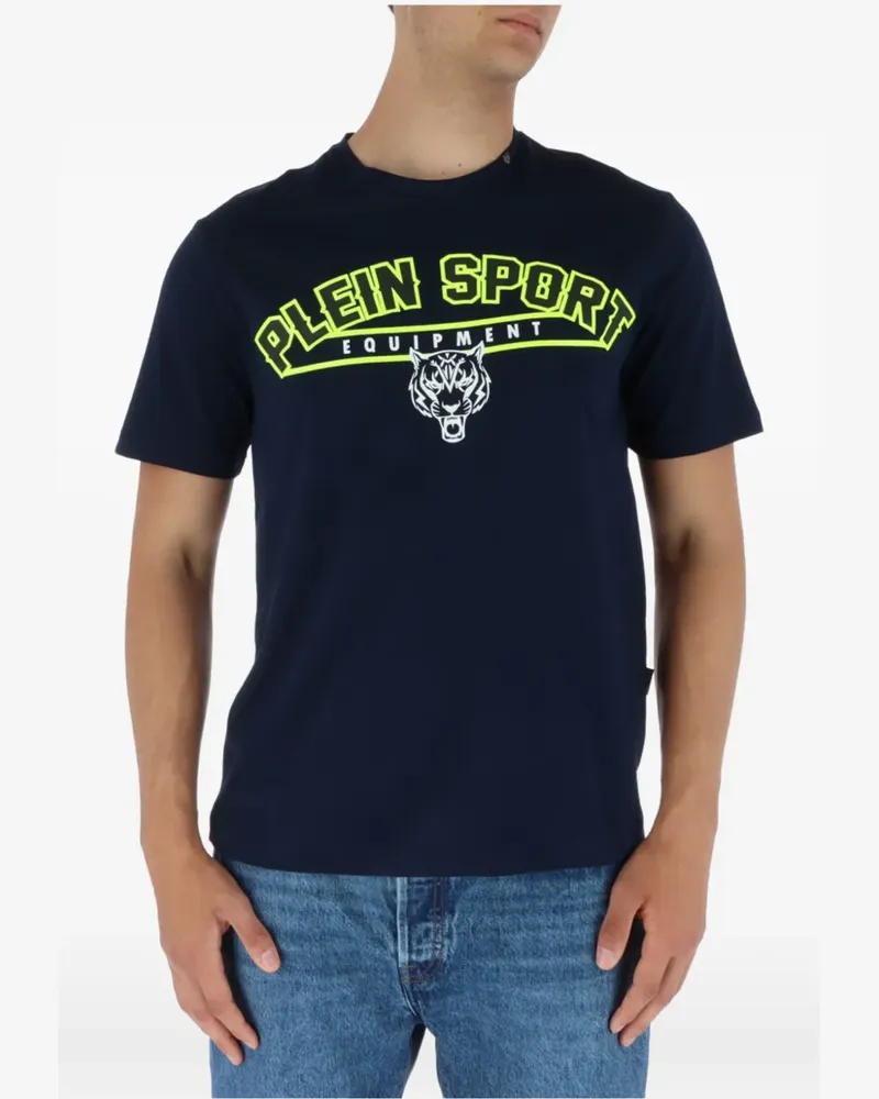 Philipp Plein T-Shirt mit Tigerkopf-Print - Blau Blau