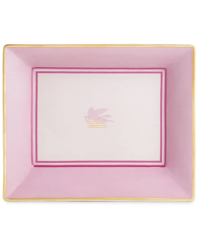 Etro Tablett aus Porzellan mit Pegaso-Motiv - Rosa Rosa