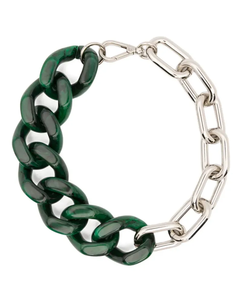 PLAN C malachite-effect chunky-link necklace - Silber Silber