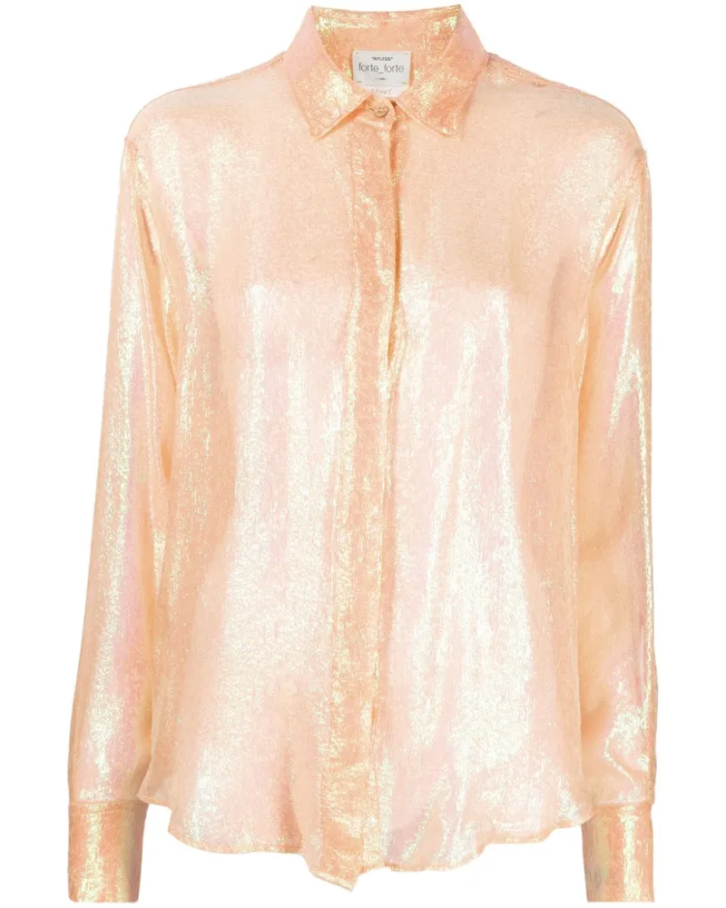 forte_forte Semi-transparentes Hemd mit Struktur - Orange Orange