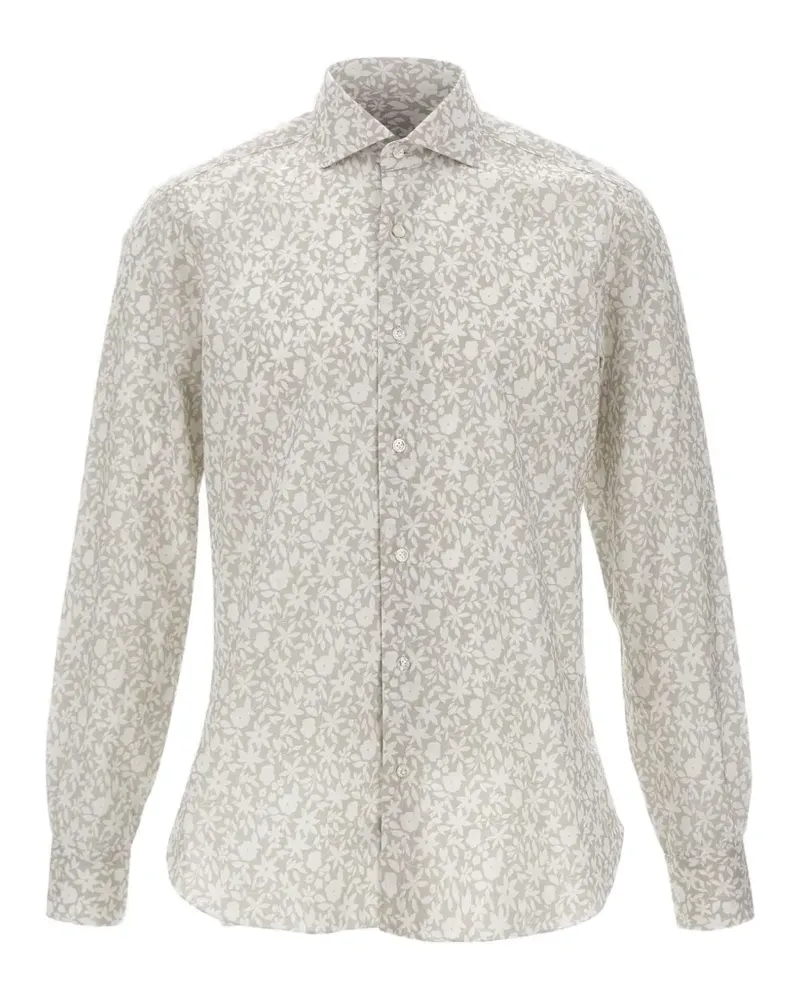 BARBA floral-print button-fastening shirt - Grau Grau