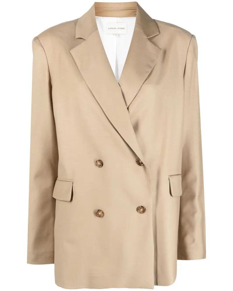 Loulou Studio Doppelreihiger Blazer Nude