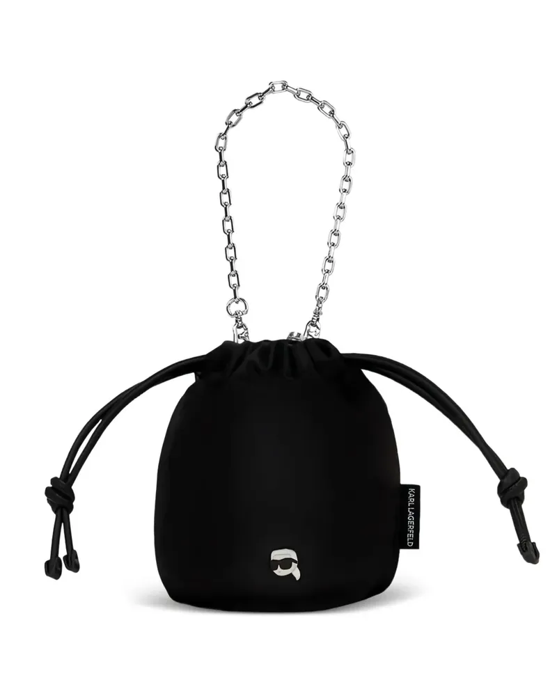 Karl Lagerfeld Kleine Ikon Beuteltasche mit Kordelzug - Schwarz Schwarz