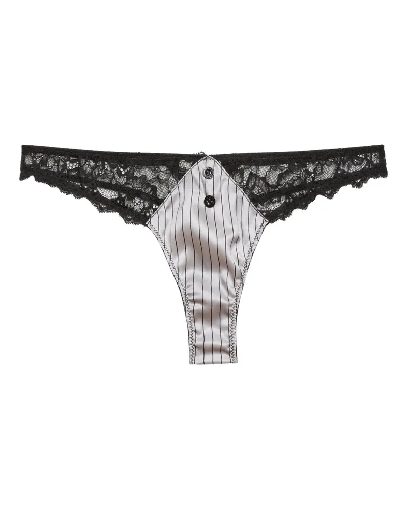 Fleur Du Mal Tanga mit Nadelstreifen - Weiß Weiß