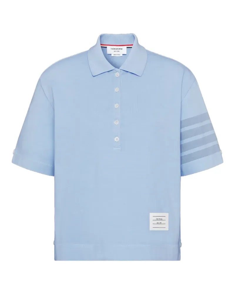 Thom Browne Poloshirt mit überfärbtem 4-Streifen-Logo - Weiß Weiß