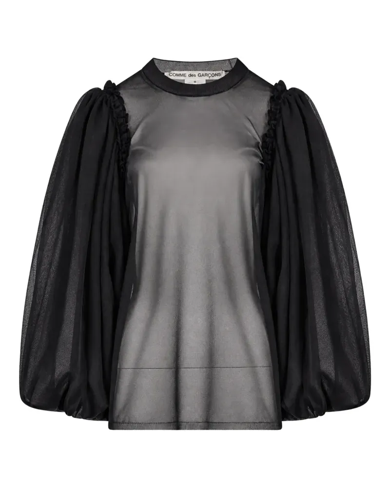 Comme des Garçons Semi-transparentes T-Shirt mit Puffärmeln - Schwarz Schwarz