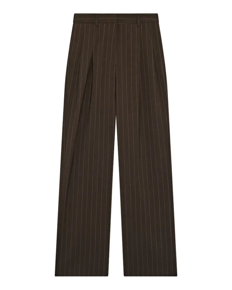 LARDINI pinstripe pleated trousers - Braun Braun