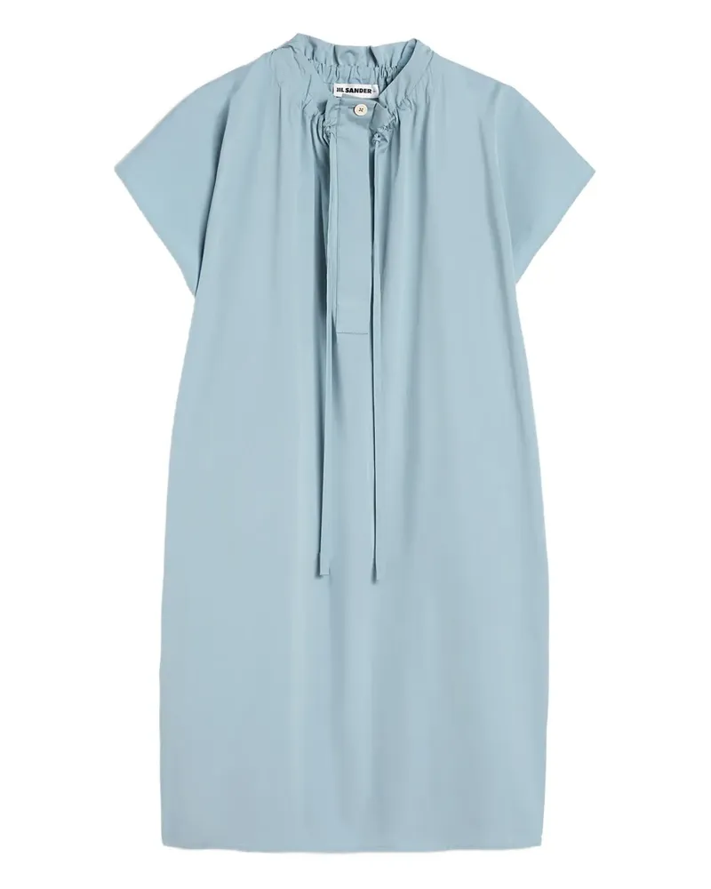 Jil Sander midi collar drawstring poplin dress - Blau Blau