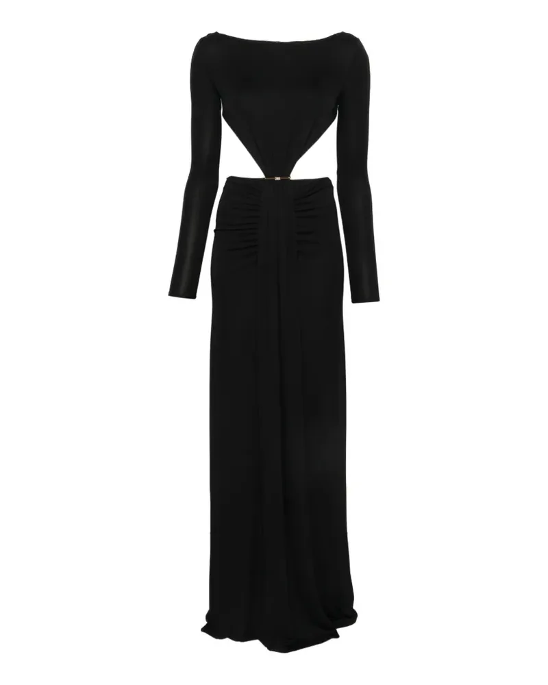 Elisabetta Franchi Gerafftes Maxikleid mit Cut-Out - Schwarz Schwarz