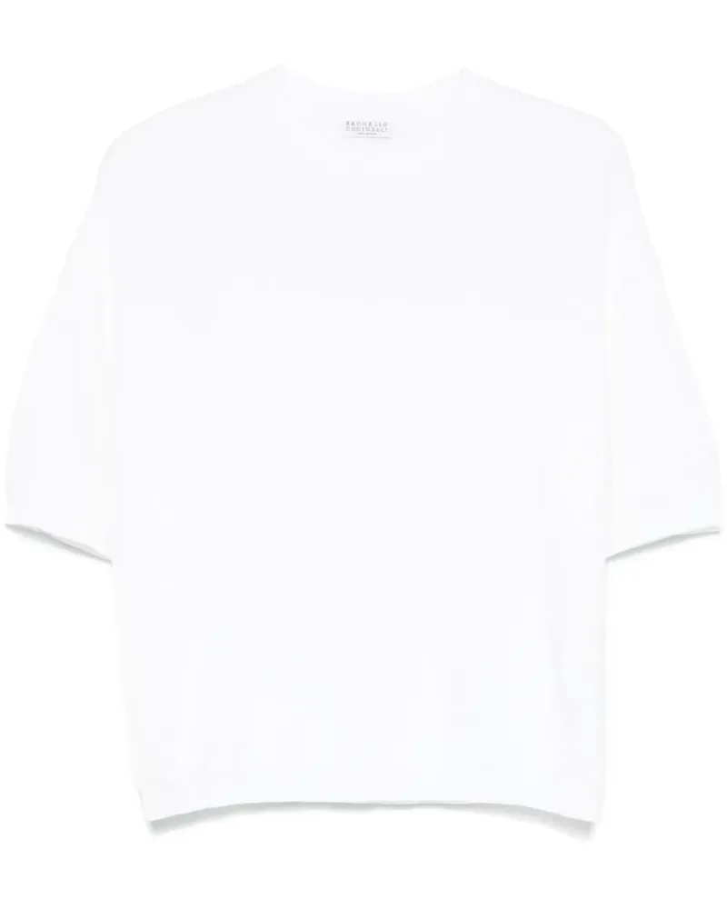 Brunello Cucinelli Gestricktes T-Shirt - Weiß Weiß