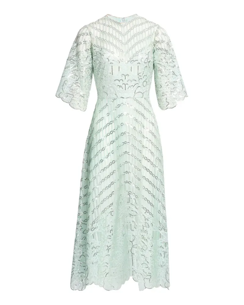 Elie Saab Midikleid mit Pailletten-Stickerei - Grün Grün