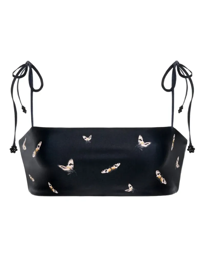 AGUA BENDITA Primavera Azucar butterfly-print bikini top - Schwarz Schwarz