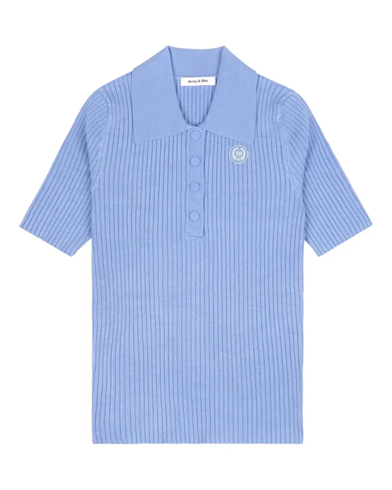 SPORTY & RICH Poloshirt mit Logo-Patch - Blau Blau