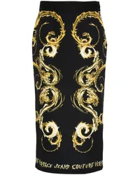 Versace Jeans Midirock mit Watercolor Couture-Print Schwarz