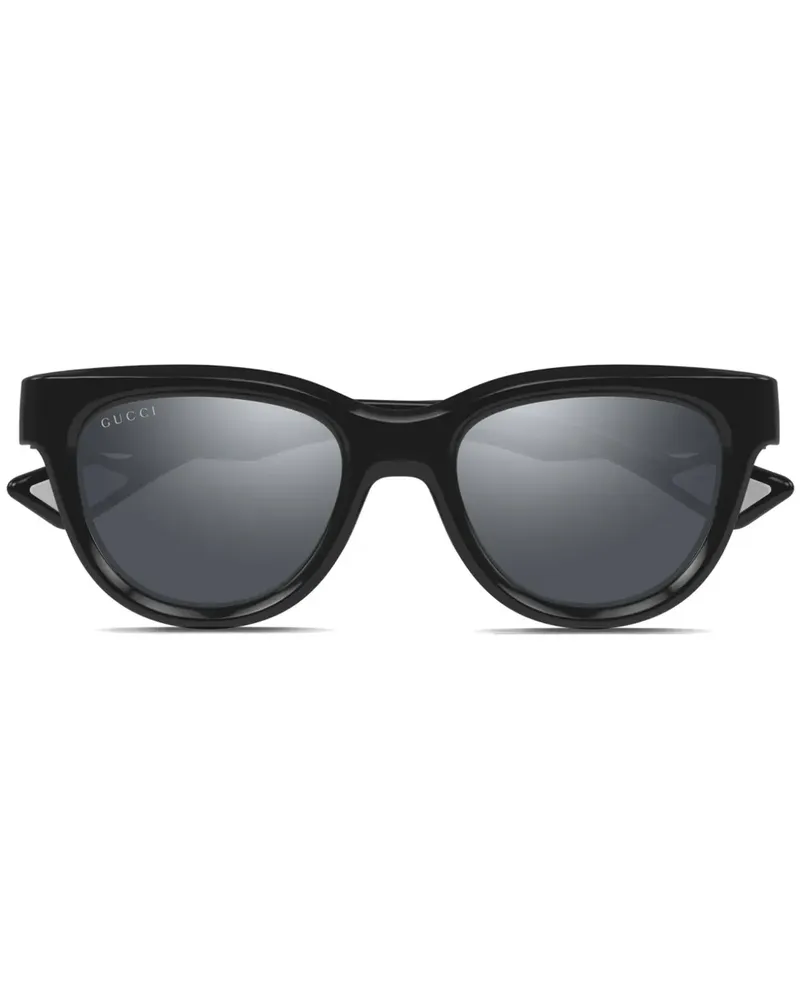 Gucci Sonnenbrille mit ovalem Gestell - Schwarz Schwarz