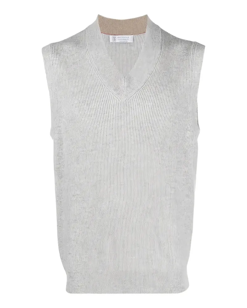 Brunello Cucinelli ribbed-knit vest - Grau Grau