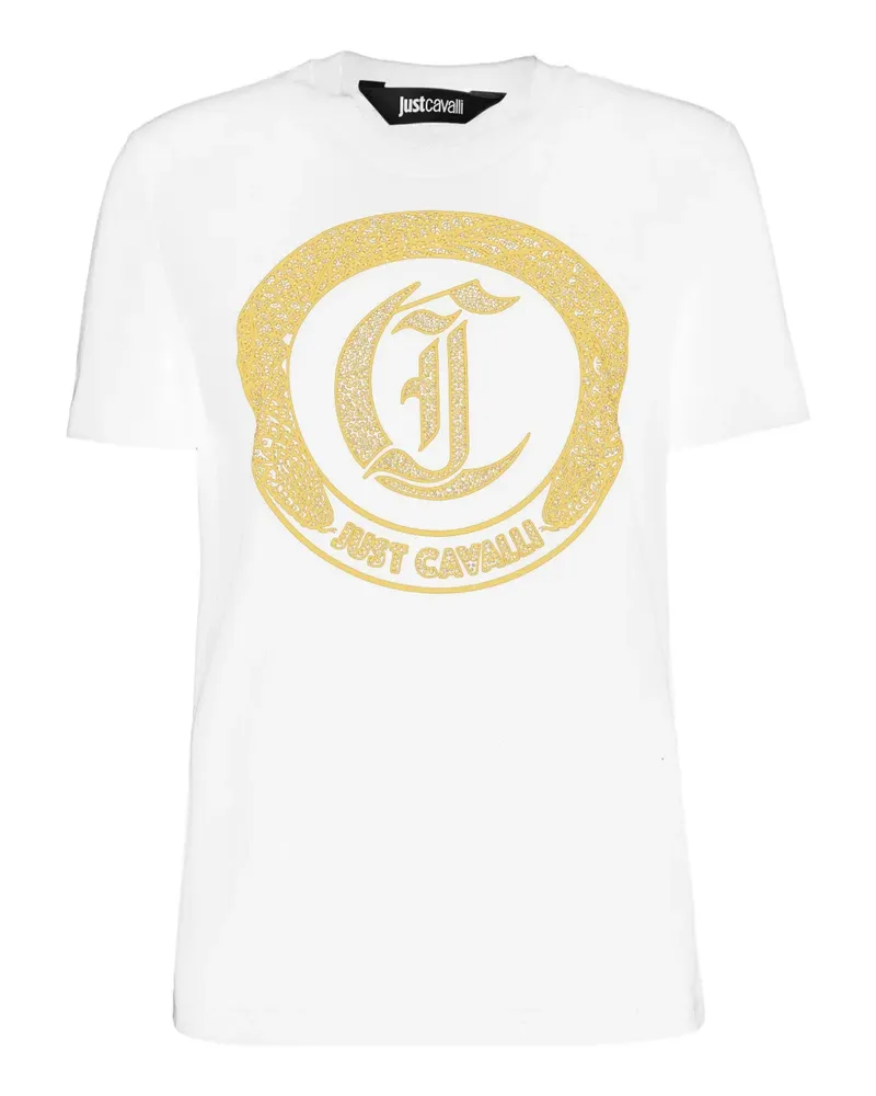 Just Cavalli T-Shirt mit verziertem Logo - Weiß Weiß
