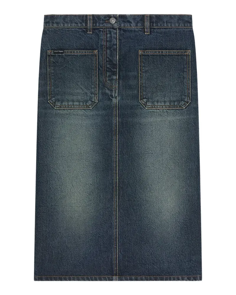Courrèges Jeansminirock mit aufgesetzten Taschen - Blau Blau