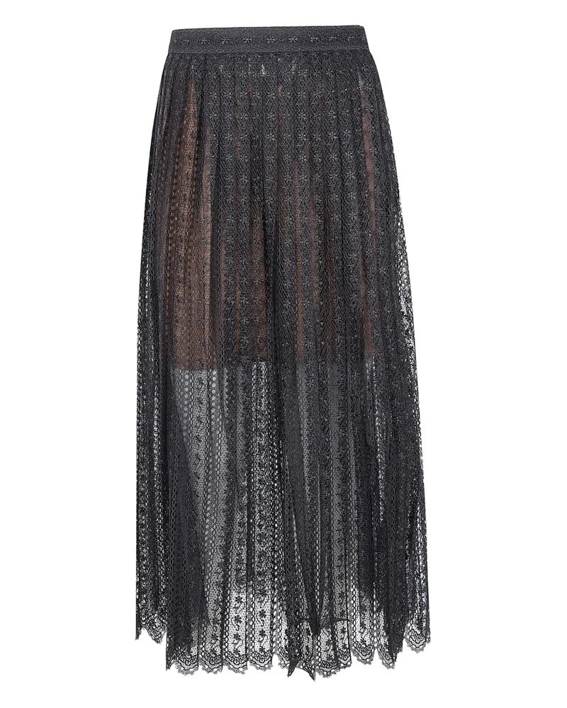 Self-Portrait lace pleated midi skirt - Schwarz Schwarz