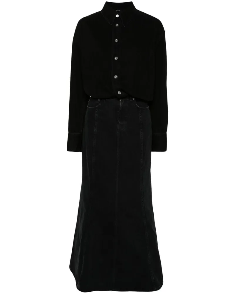 Haikure Jos Jeans-Maxikleid - Schwarz Schwarz