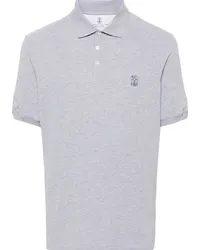 Brunello Cucinelli Poloshirt mit Logo-Print Grau