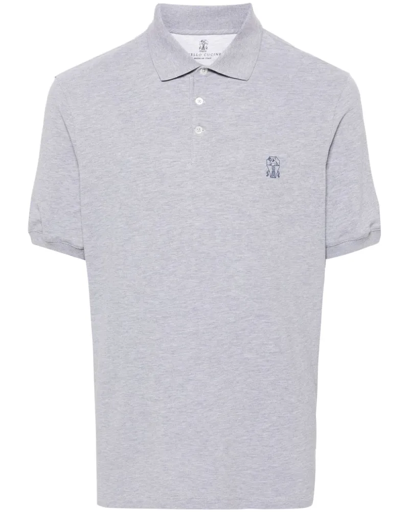 Brunello Cucinelli Poloshirt mit Logo-Print - Grau Grau
