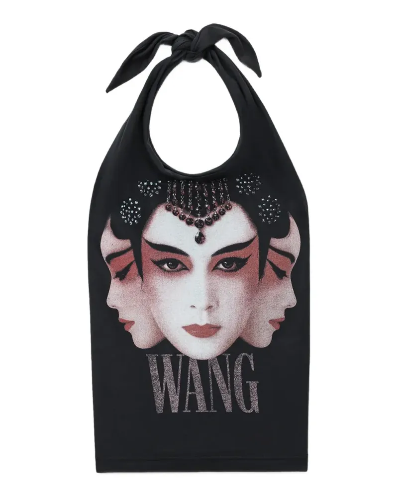 Alexander Wang Neckholder-Top mit Hotfix-Grafik - Schwarz Schwarz