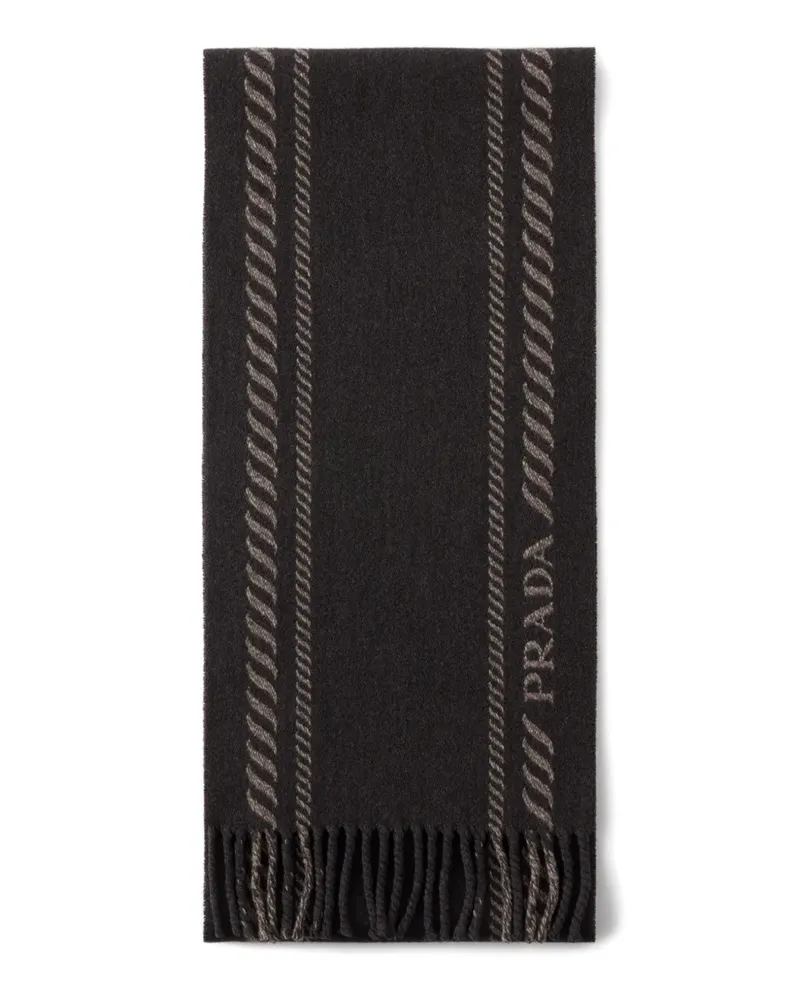 Prada logo-embroidered scarf - Braun Braun