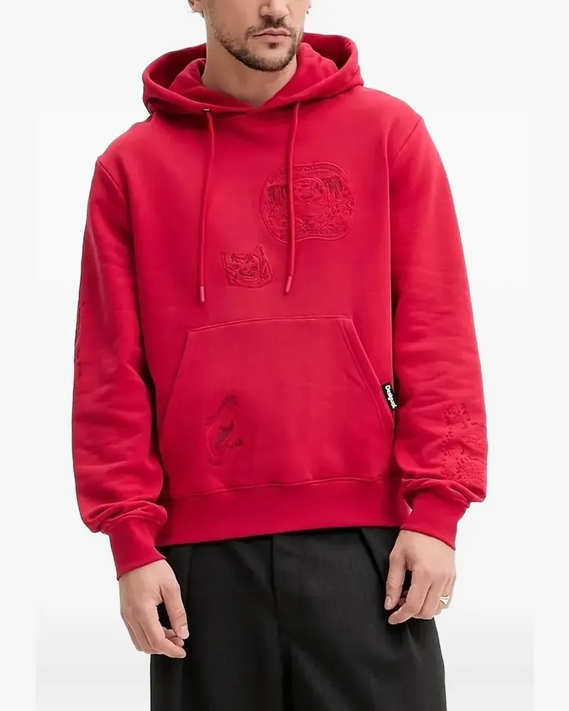 Desigual Hoodie mit besticktem Einsatz - Rot Rot