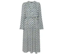 Kaschmir-Seiden-Kleid mit Print - Blau