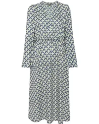 N.Peal Kaschmir-Seiden-Kleid mit Print Blau