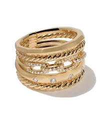 David Yurman 18kt Stax Five Row Gelbgoldring mit Diamanten Gold