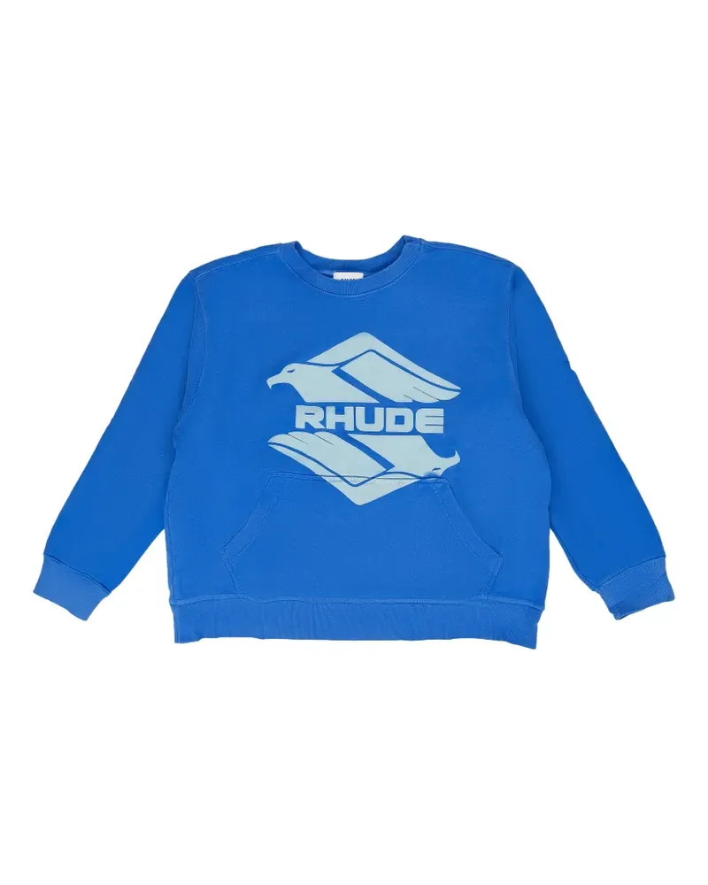 RHUDE logo-print elbow-patch sweater - Blau Blau
