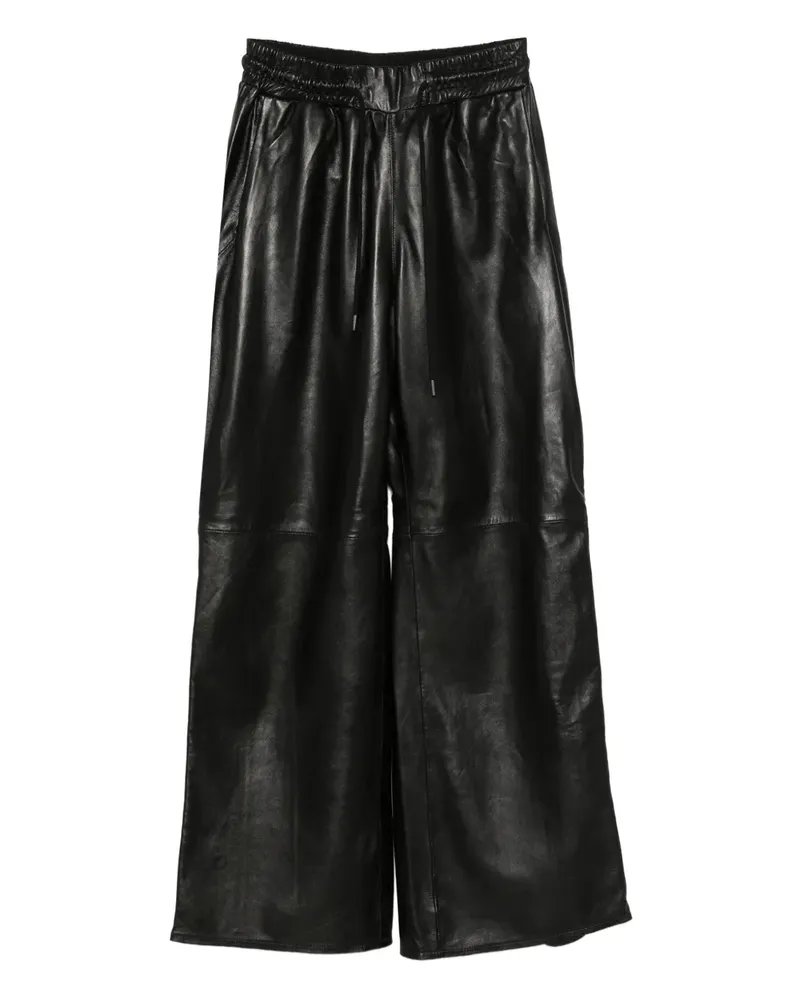 R13 Lederhose mit seitlichem Reißverschluss - Schwarz Schwarz