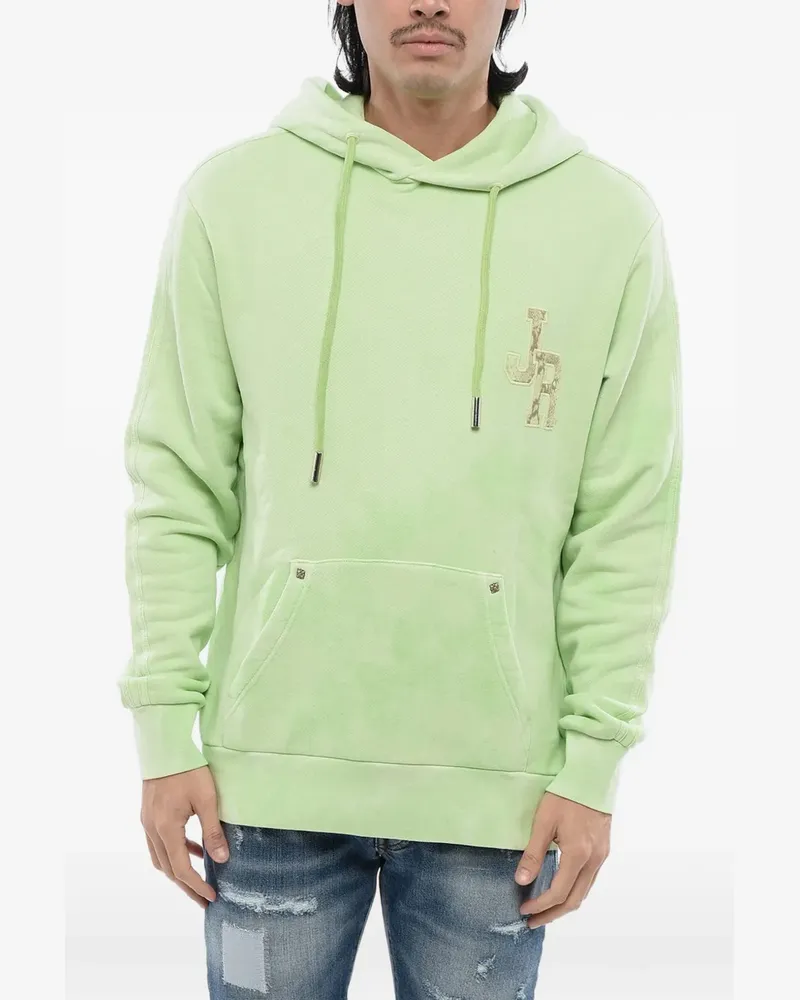 John Richmond embroidered logo brushed hoodie - Grün Grün