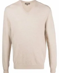 N.Peal Kaschmirpullover mit V-Ausschnitt Nude