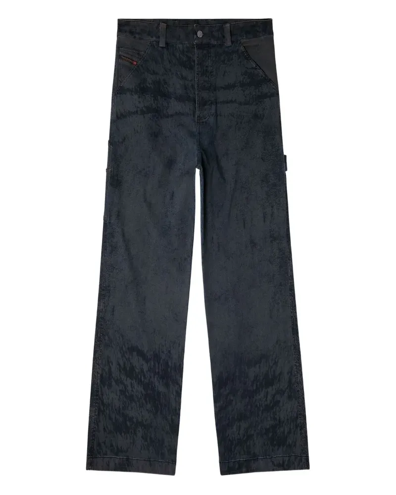 Diesel Utility-Hose mit Farbklecks-Print - Schwarz Schwarz
