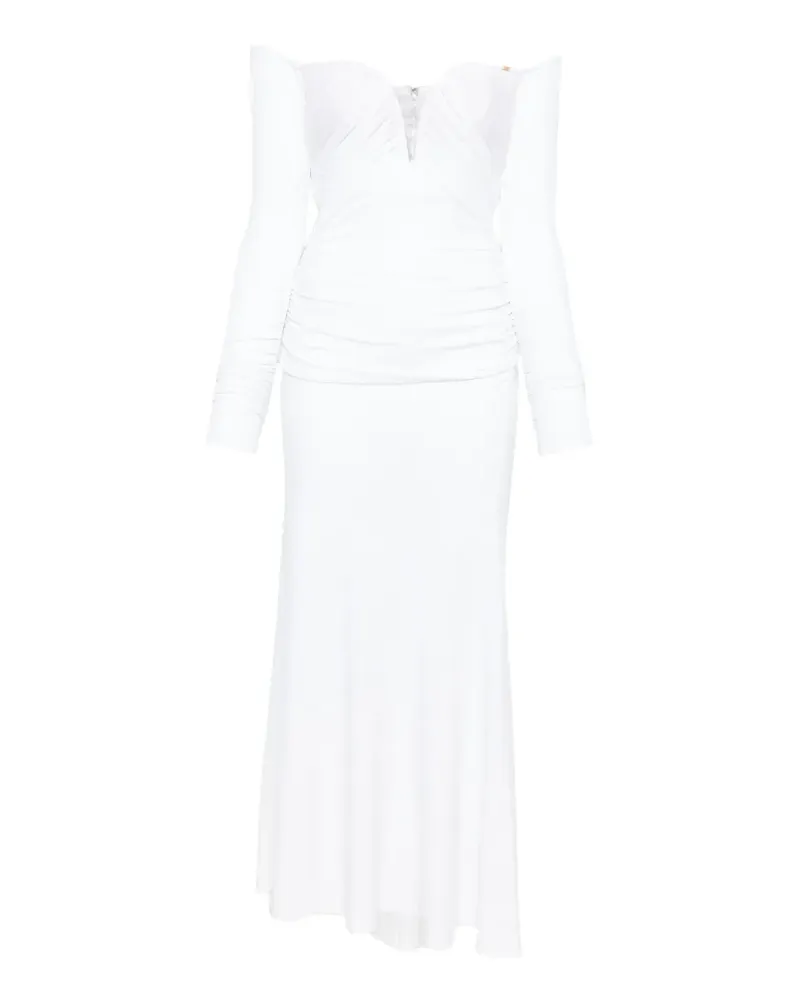 Elisabetta Franchi draped long-sleeved midi dress - Weiß Weiß