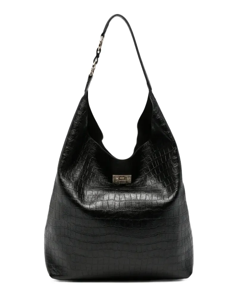 Ermanno Scervino Schultertasche mit Kroko-Effekt - Schwarz Schwarz