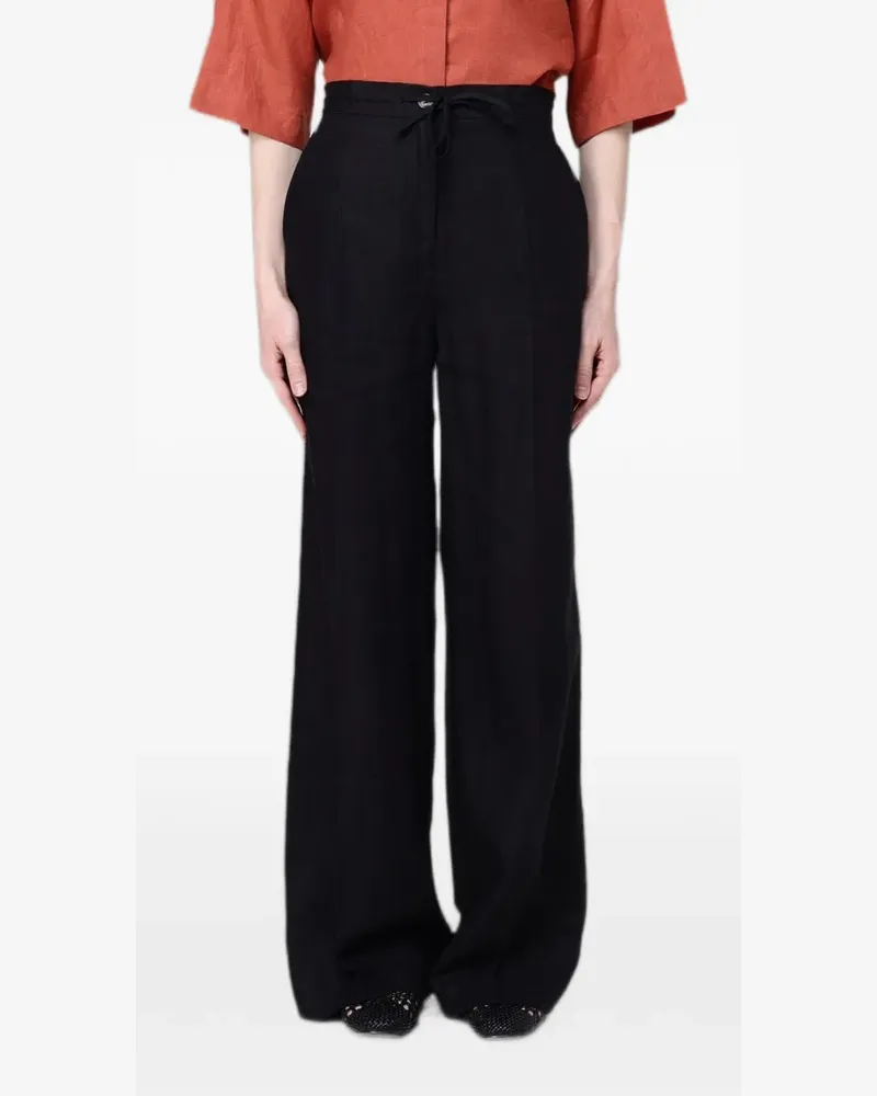 Colmar linen drawstring palazzo pants - Schwarz Schwarz