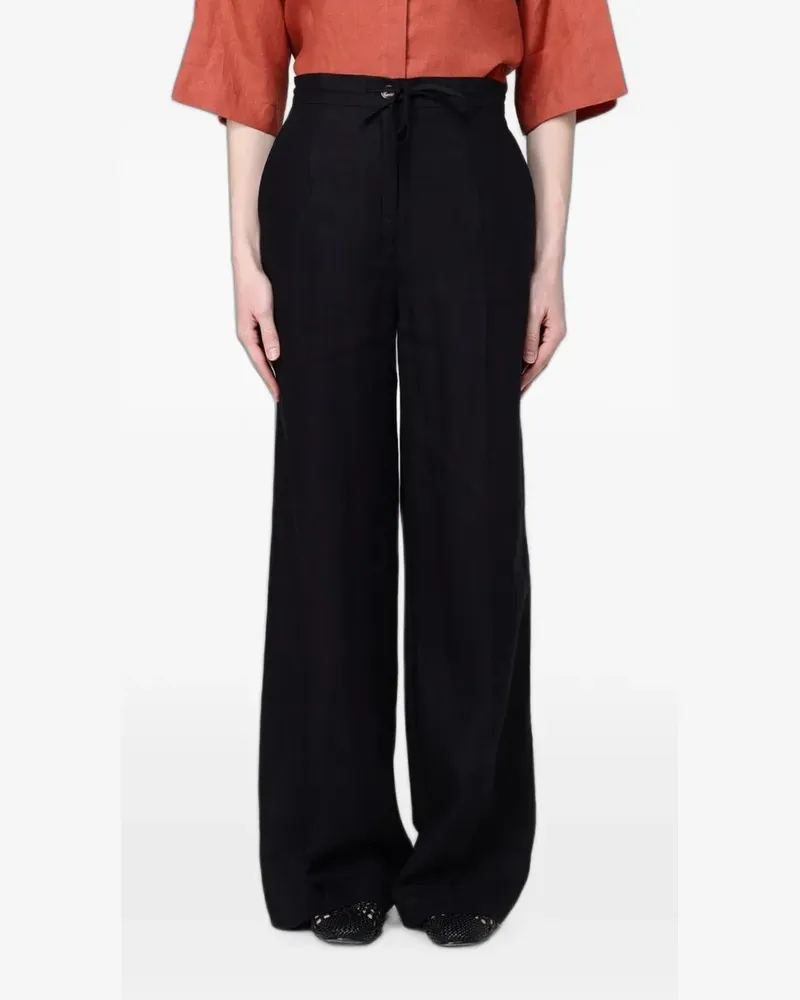 Colmar linen drawstring palazzo pants - Schwarz Schwarz