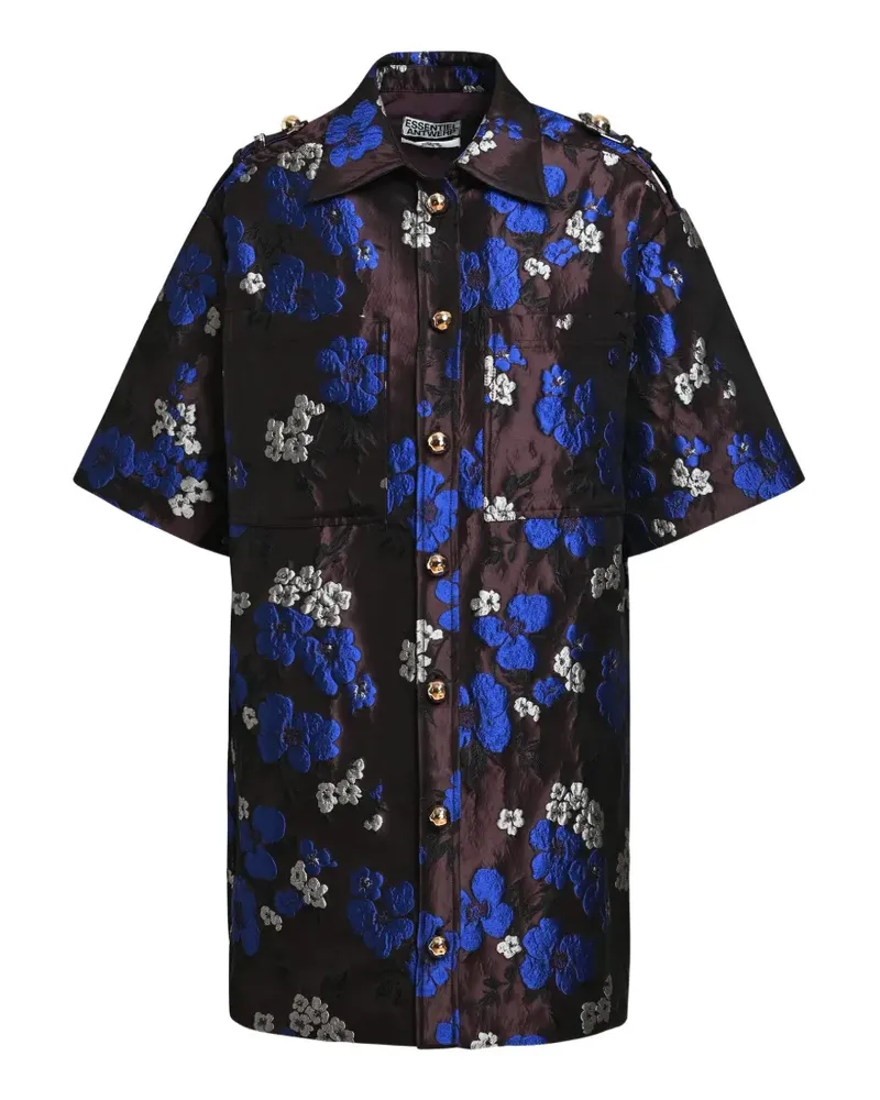 Essentiel Jacquard-Minikleid mit Schulterklappen - Braun Braun