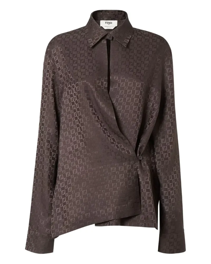 Fendi Jacquard-Hemd aus Seide - Braun Braun